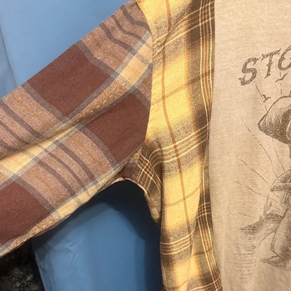 Stone Temple Pilots Graphic upcycled Long Sleeve Flannel size L/XL - Picture 5 of 5